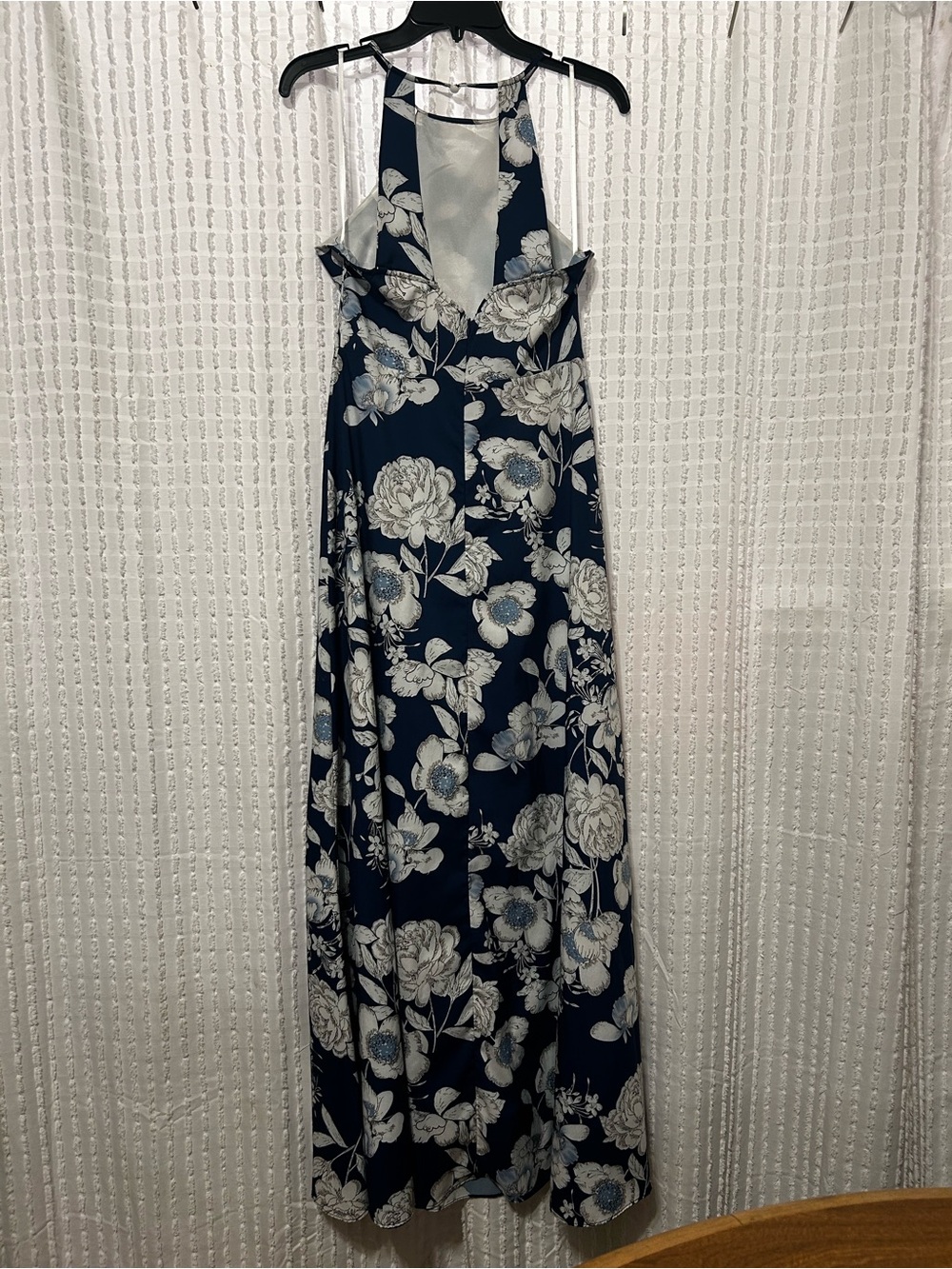 Women’s Medium Navy Blue Floral Halter Dress - Picture 6 of 14